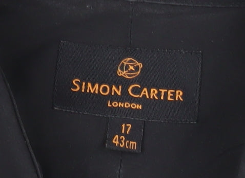 Simon Carter Men’s Black 17/43cm Formal Cotton Pleated Dress Shirt