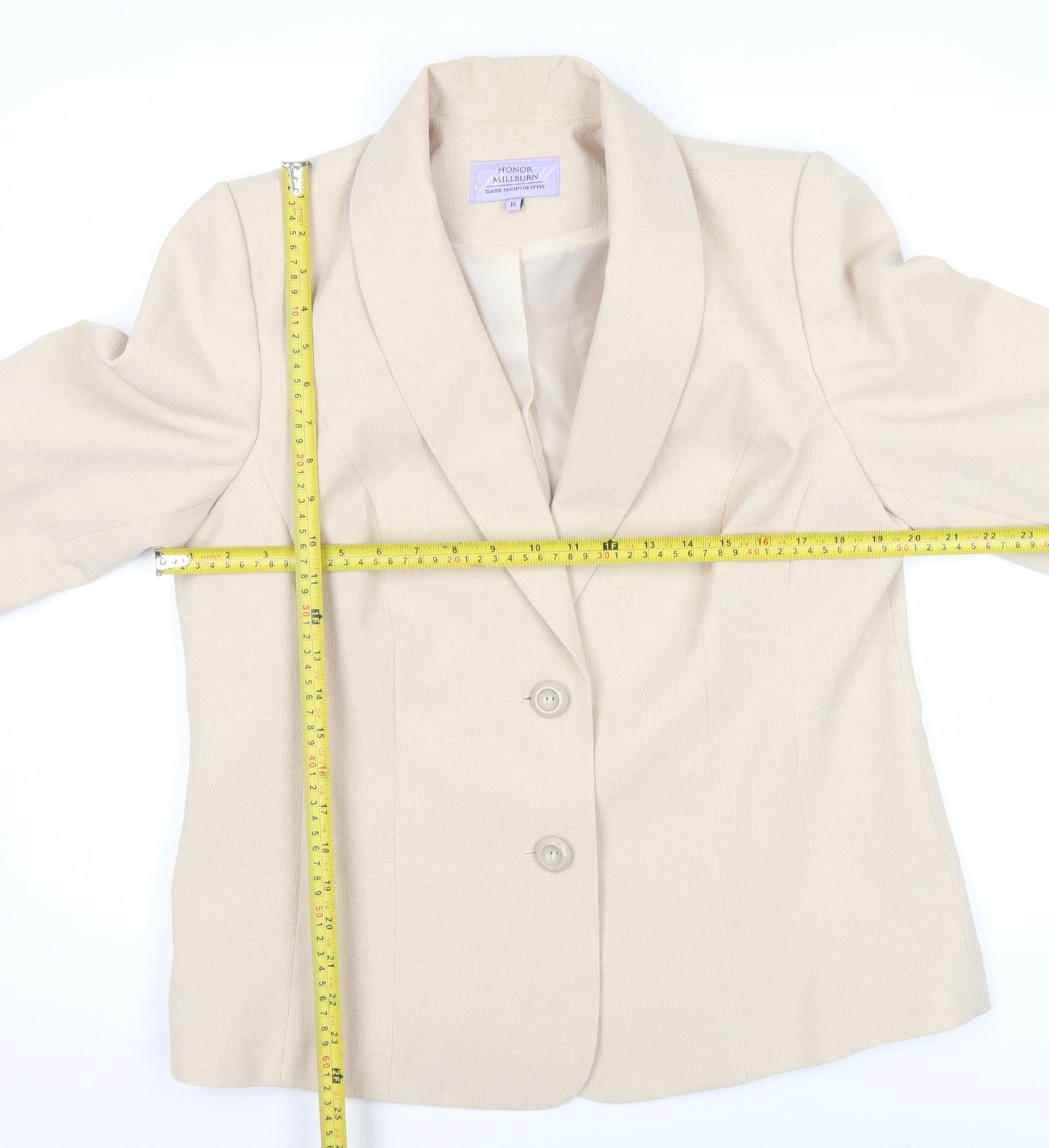 Honor Millburn Women’s Beige Shawl Collar Suit Jacket Size 16