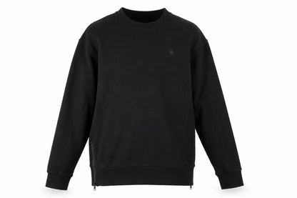 Gym+Coffee Men’s Black Sweatshirt M Crew Neck Pullover with Zip Detail