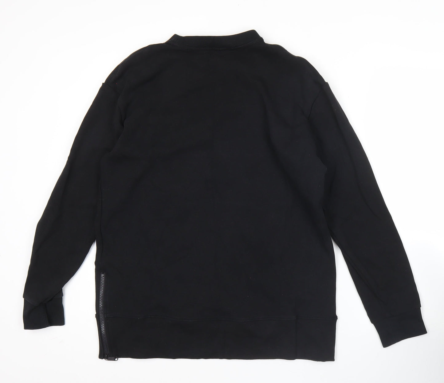 Gym+Coffee Men’s Black Sweatshirt M Crew Neck Pullover with Zip Detail