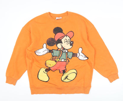 Womens UK Size XS Disney Orange Pullover Sweatshirt