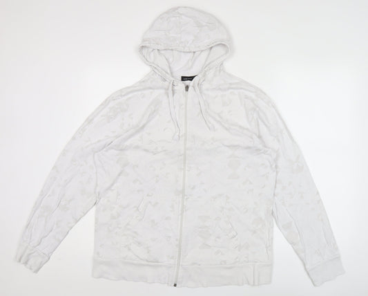Mens UK Size XL Cedarwood State White Full Zip Hoodie