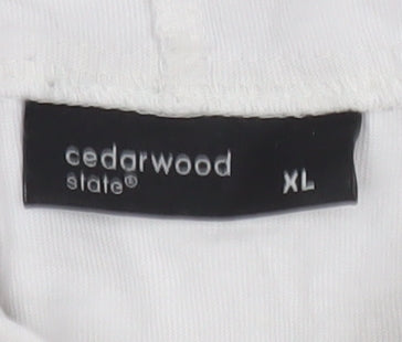 Mens UK Size XL Cedarwood State White Full Zip Hoodie