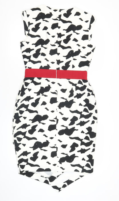 Damsel in a Dress Women’s Size 12 Black White Animal Print Sheath Dress