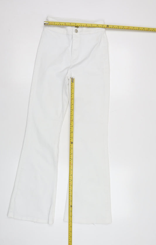 Topshop Women's White Bootcut Jeans Size 10 Regular Mid Rise