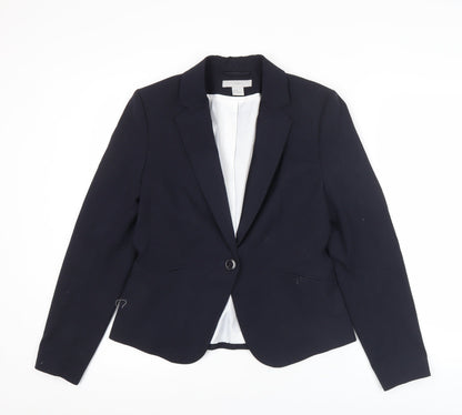 H&M Women’s Black Blazer Jacket Size 12 Regular Fit Workwear