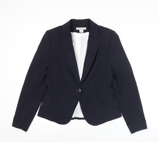 H&M Women’s Black Blazer Jacket Size 12 Regular Fit Workwear