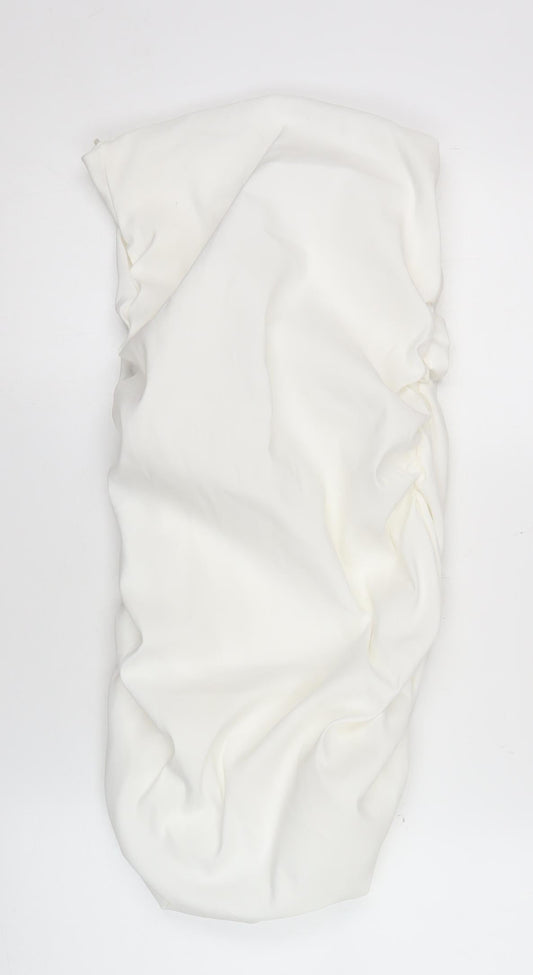 Zara Women White Strapless Bodycon Dress M Satin Party Cocktail