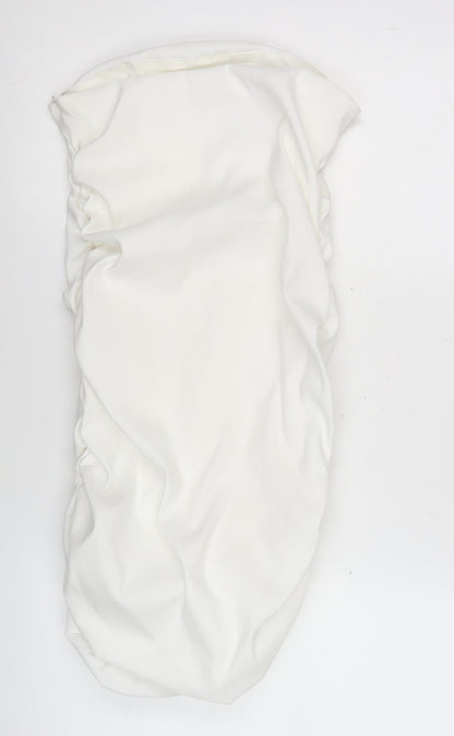 Zara Women White Strapless Bodycon Dress M Satin Party Cocktail