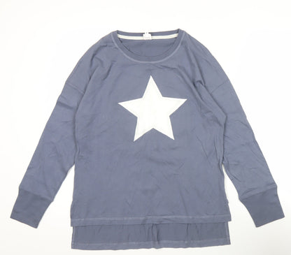 John Lewis Womens Blue Cotton Star Long Sleeve T-Shirt Size 10