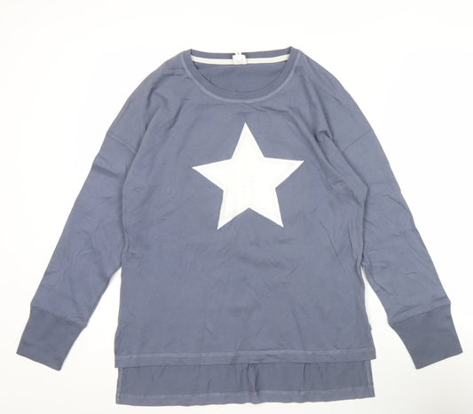 John Lewis Womens Blue Cotton Star Long Sleeve T-Shirt Size 10