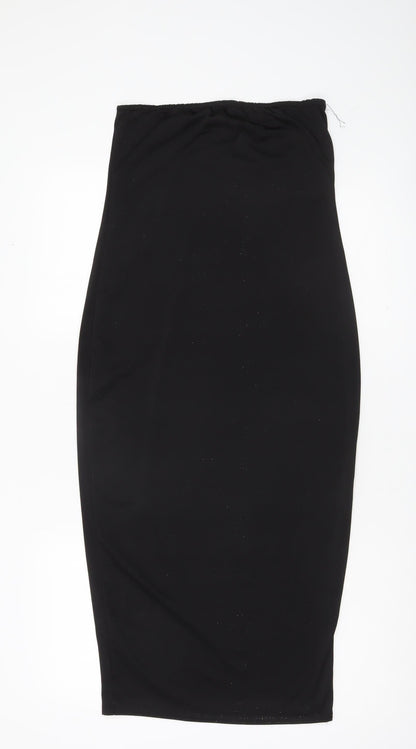 Boohoo Women Black Size 12 Strapless Bodycon Dress