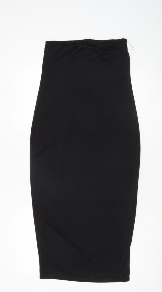Boohoo Women Black Size 12 Strapless Bodycon Dress