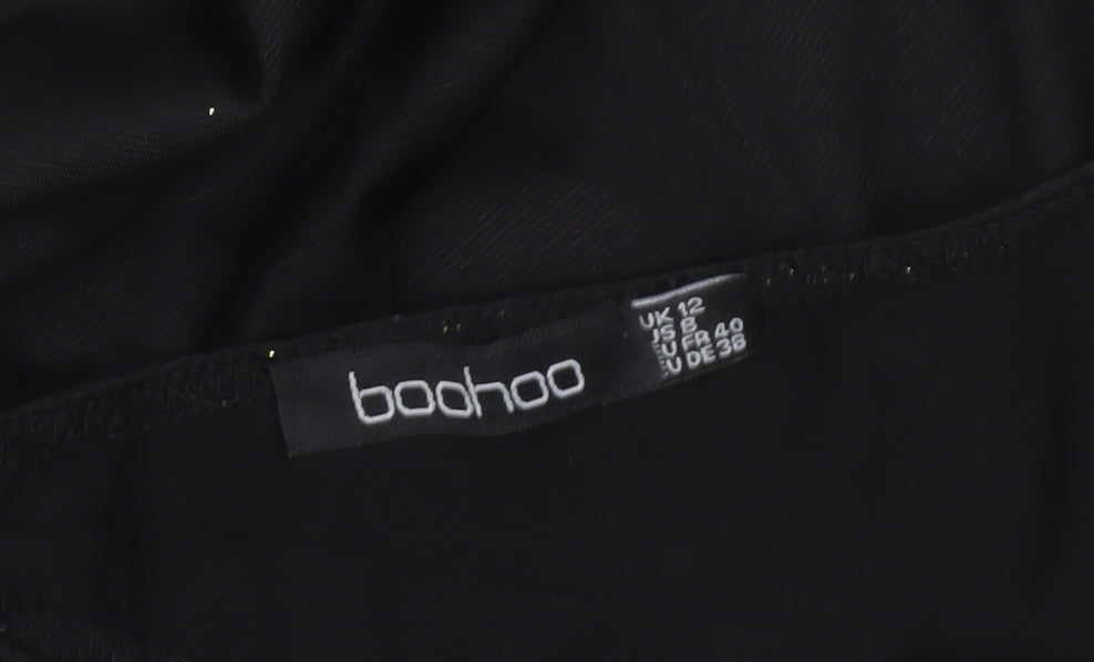 Boohoo Women Black Size 12 Strapless Bodycon Dress