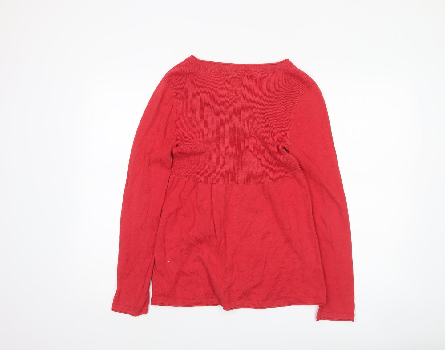 Mandarary Womens Red Floral Cotton Cardigan Size 10 Long Sleeve