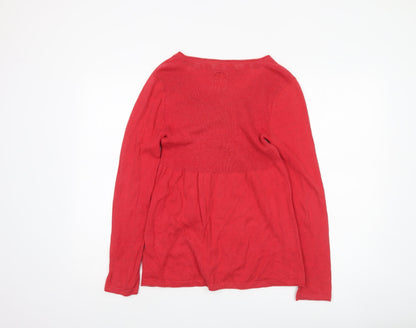 Mandarary Womens Red Floral Cotton Cardigan Size 10 Long Sleeve