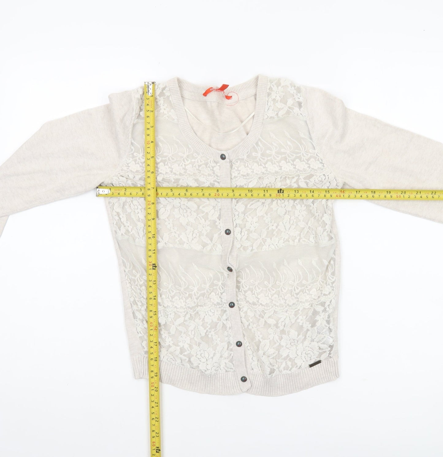 Notthesame Womens Beige Floral Lace V-Neck Cardigan Size 10