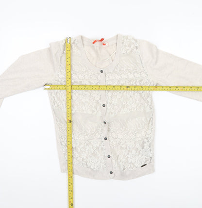 Notthesame Womens Beige Floral Lace V-Neck Cardigan Size 10