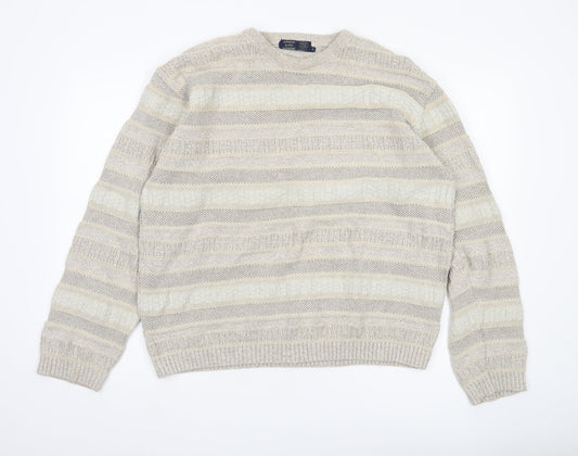 Debenhams Casual Club Men’s Beige Striped Knit Jumper L