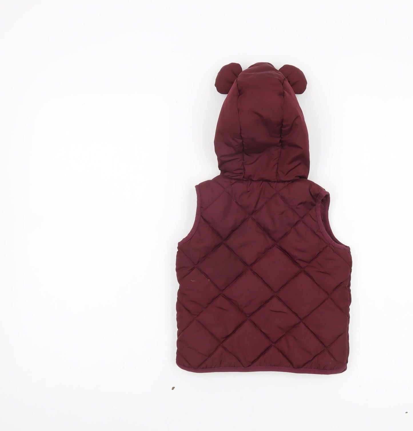 Disney Baby George Mickey Mouse Red Quilted Hooded Waistcoat 12-18M