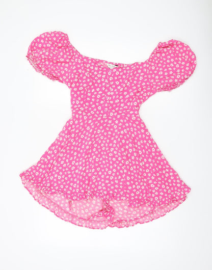 Miss Selfridge Women’s Pink Floral Puff Sleeve Playsuit Size 12