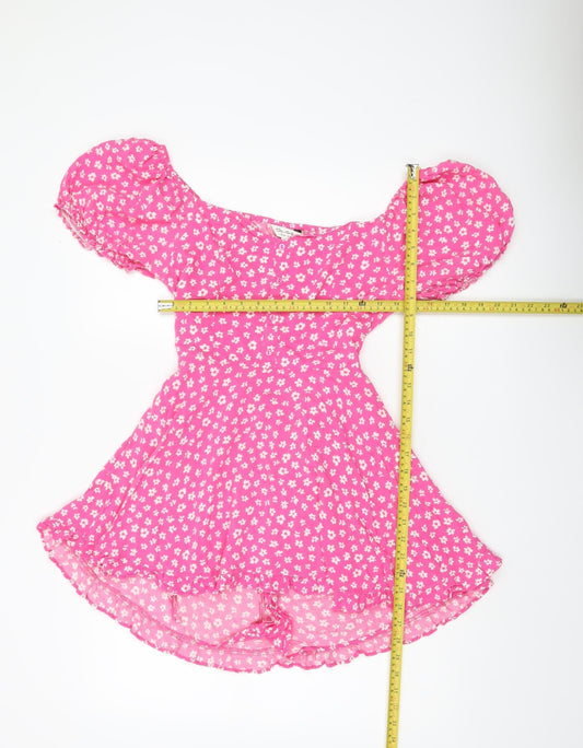 Miss Selfridge Women’s Pink Floral Puff Sleeve Playsuit Size 12