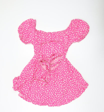 Miss Selfridge Women’s Pink Floral Puff Sleeve Playsuit Size 12