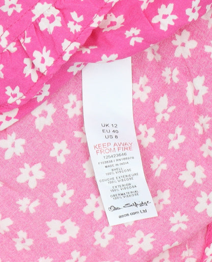 Miss Selfridge Women’s Pink Floral Puff Sleeve Playsuit Size 12
