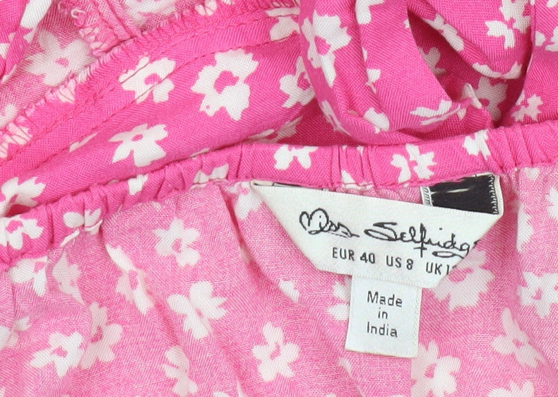 Miss Selfridge Women’s Pink Floral Puff Sleeve Playsuit Size 12