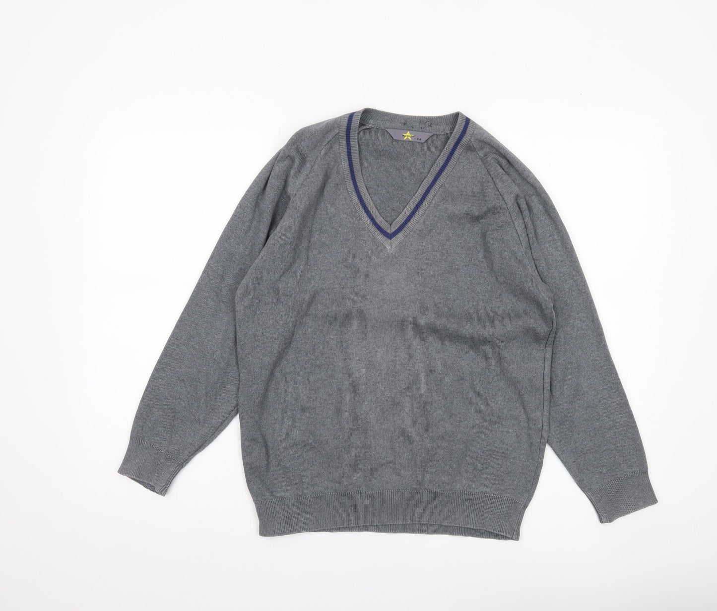 Magicfit Men's Grey V-Neck Knit Jumper XS Regular Fit
