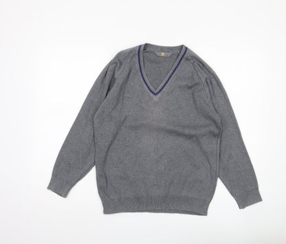 Magicfit Men's Grey V-Neck Knit Jumper XS Regular Fit