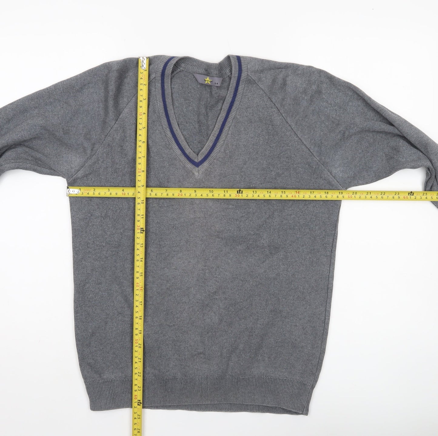 Magicfit Men's Grey V-Neck Knit Jumper XS Regular Fit