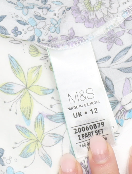 Marks and Spencer Women’s Multicoloured Floral A-Line Cotton Skirt UK 12