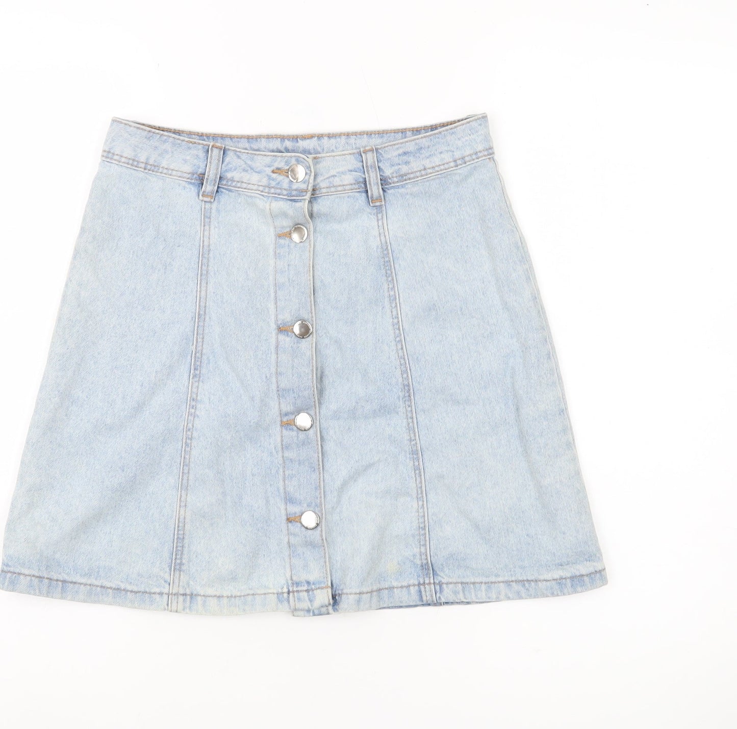 H&M Divided Women’s Blue Denim A-Line Button Skirt Size 8