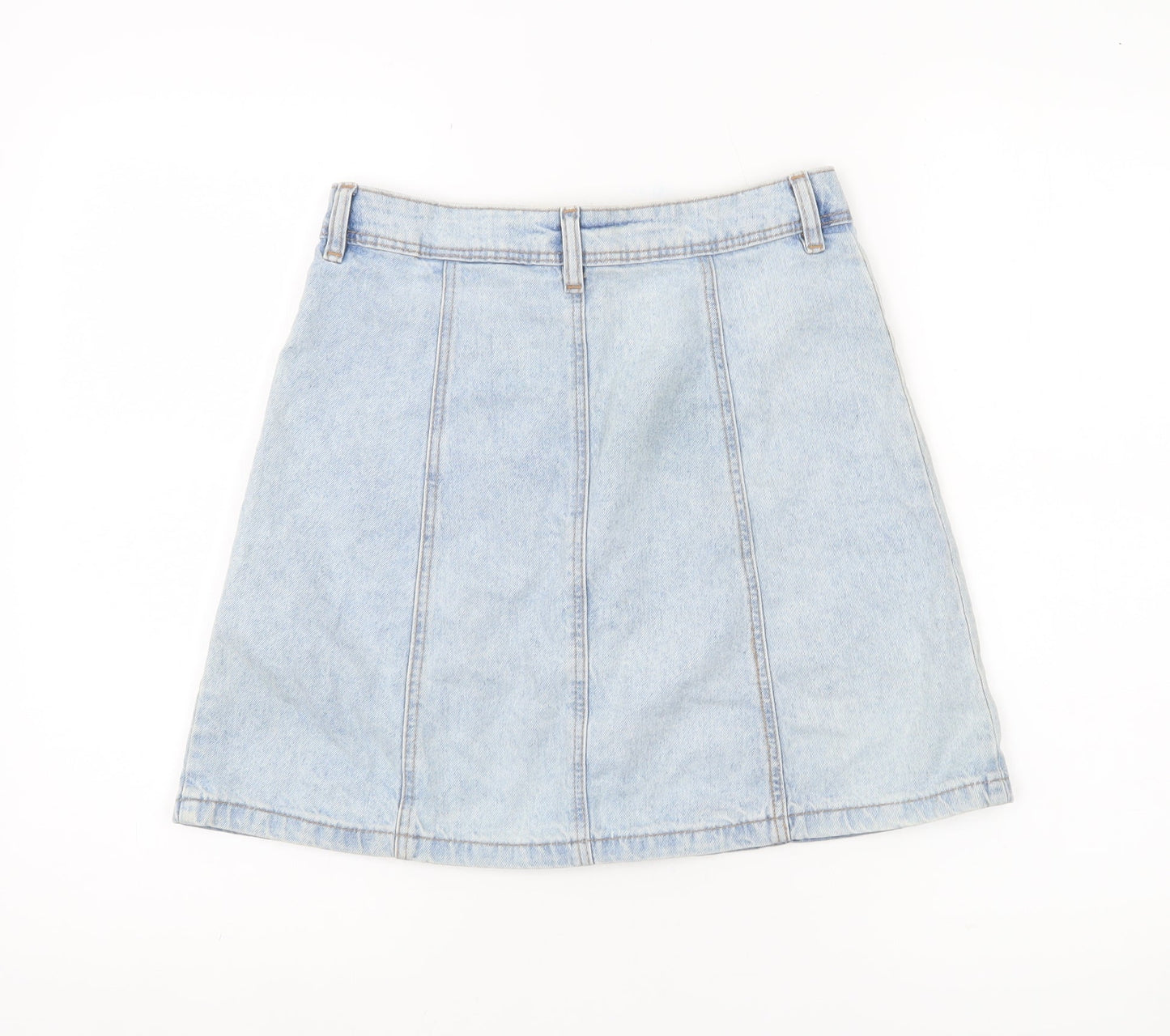 H&M Divided Women’s Blue Denim A-Line Button Skirt Size 8