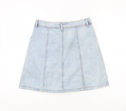 H&M Divided Women’s Blue Denim A-Line Button Skirt Size 8
