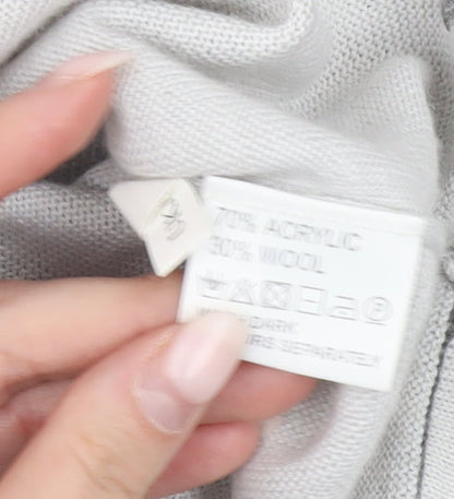 Kangol Mens Grey V-Neck Pullover Jumper L Wool Blend Long Sleeve