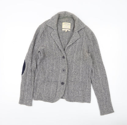 Cambridge Dry Goods Womens Grey Wool Blend Cardigan UK 12 Collared Knit