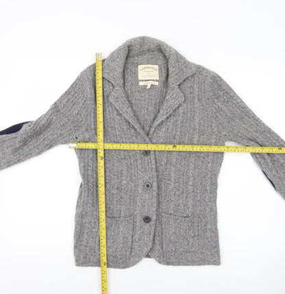 Cambridge Dry Goods Womens Grey Wool Blend Cardigan UK 12 Collared Knit