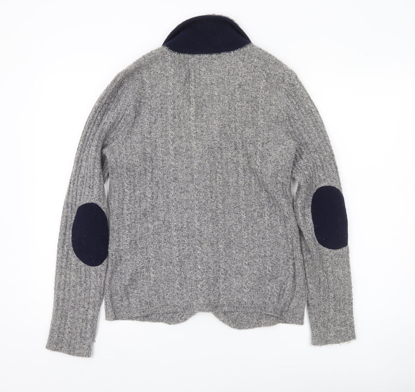 Cambridge Dry Goods Womens Grey Wool Blend Cardigan UK 12 Collared Knit