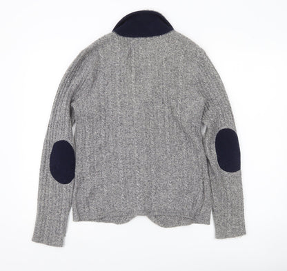 Cambridge Dry Goods Womens Grey Wool Blend Cardigan UK 12 Collared Knit
