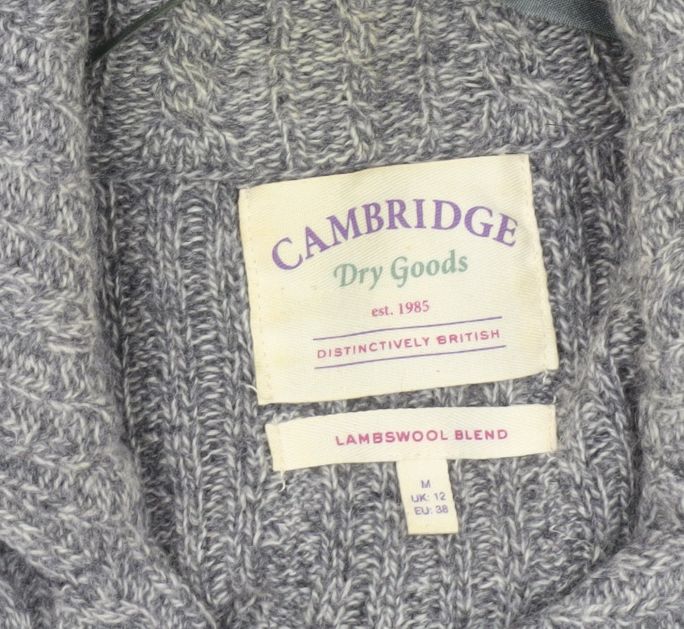 Cambridge Dry Goods Womens Grey Wool Blend Cardigan UK 12 Collared Knit