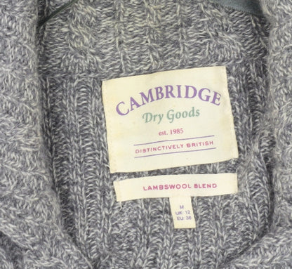 Cambridge Dry Goods Womens Grey Wool Blend Cardigan UK 12 Collared Knit