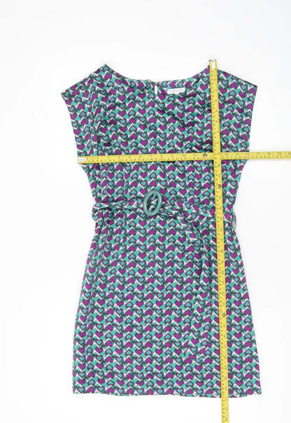 Topshop Women’s Multicoloured Size 8 Shift Dress Belted Retro Hearts