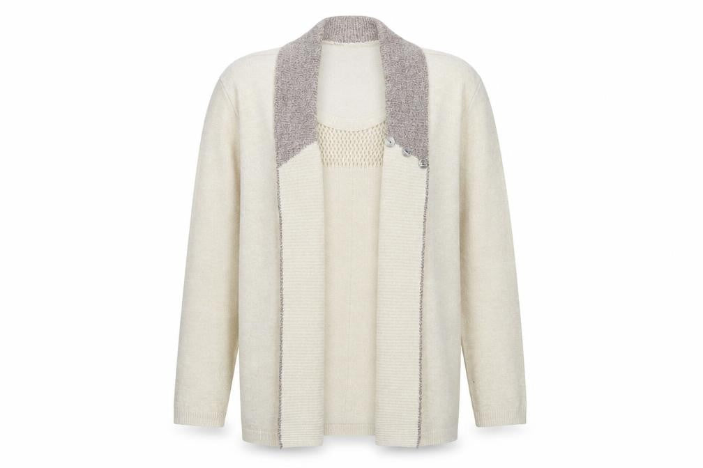 Womens UK Size L Envy Beige Cardigan Jumper