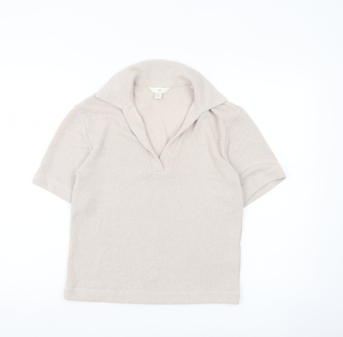 Womens UK Size XS H&M Beige Basic Polo