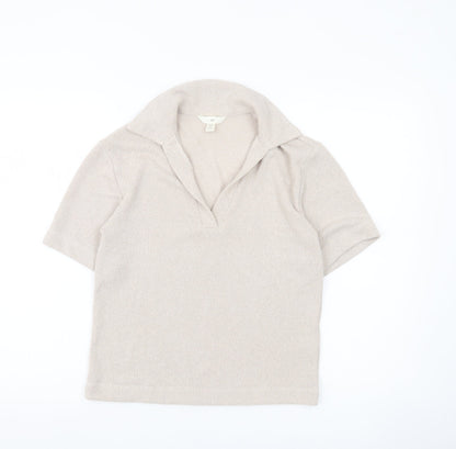 Womens UK Size XS H&M Beige Basic Polo