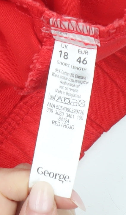 George Women Red Size 18 Jegging Skinny Stretch Trousers