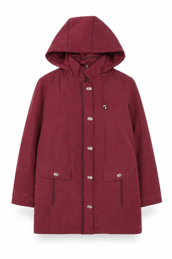 Anna Rose Women's Red Parka Coat Hooded Mid-Length Size S