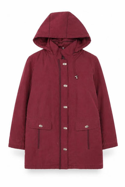 Anna Rose Women's Red Parka Coat Hooded Mid-Length Size S